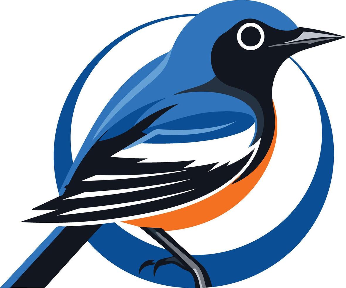 Blue and White Bird with Orange Accents vector