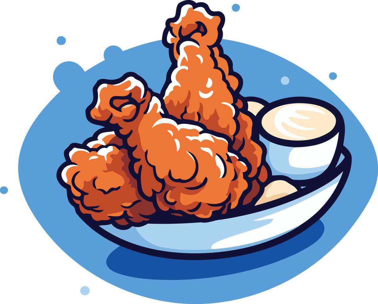 Cartoon Illustration of Fried Chicken Wings vector