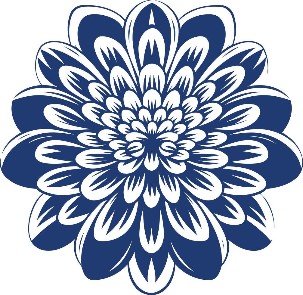 Blue and White Floral Design vector