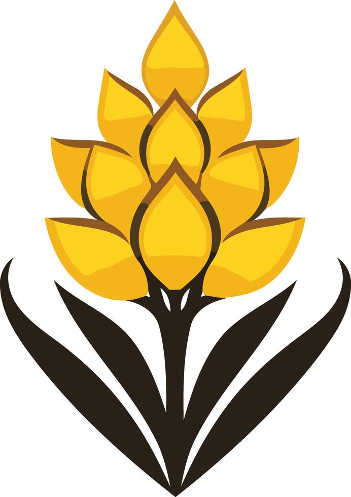 Stylized Flower with Golden Petals vector