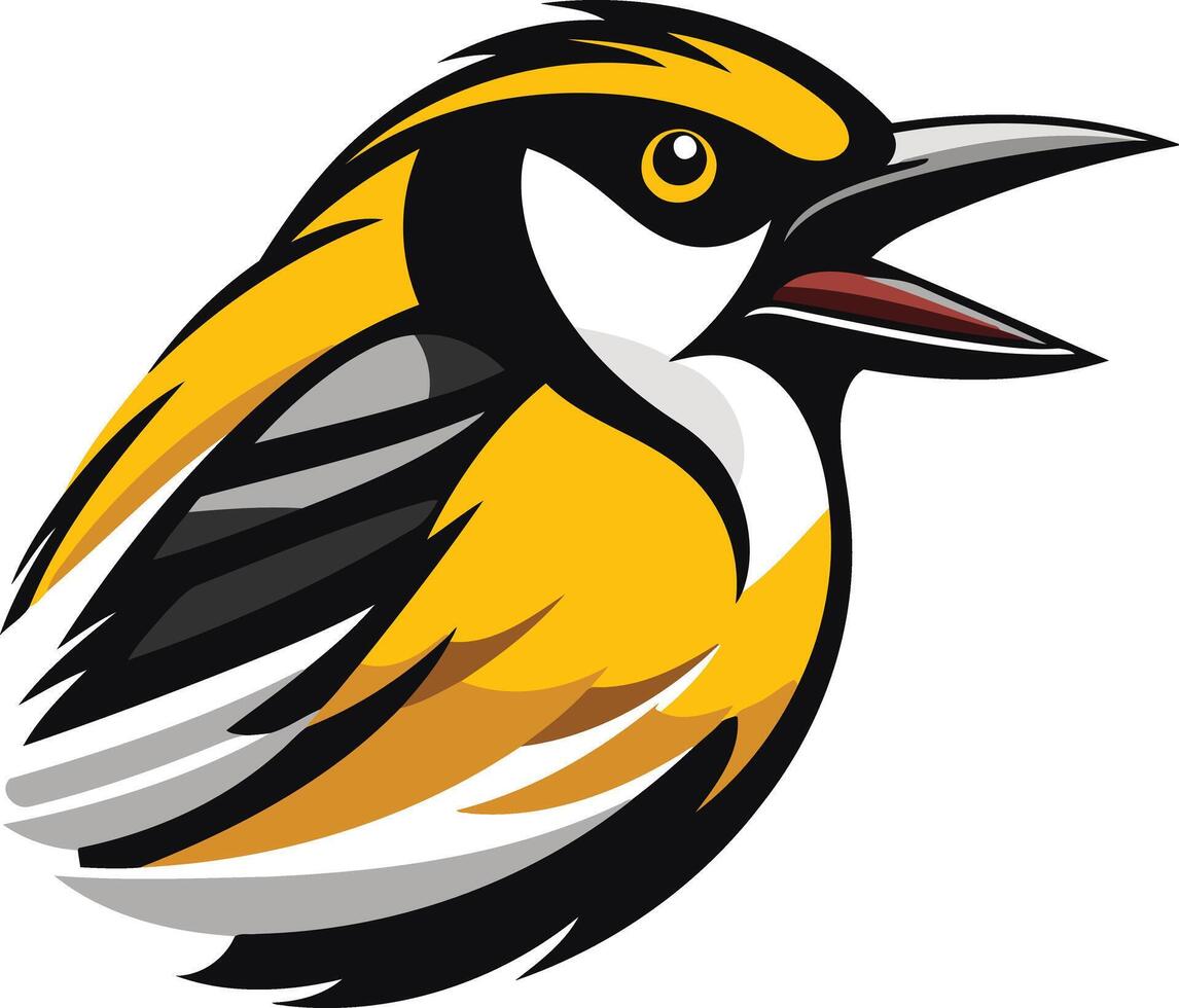 Yellow Bird with Open Beak Illustration vector