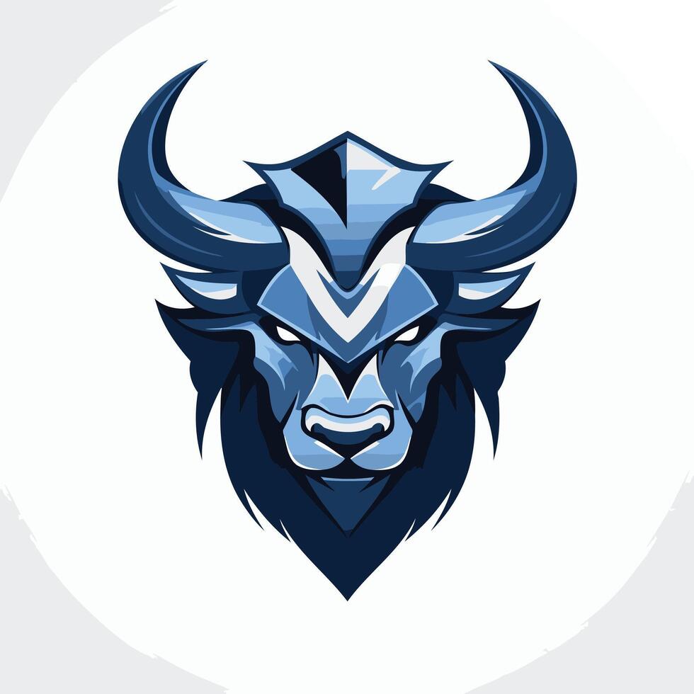 Fierce blue bull mascot logo, perfect for gaming teams, sports clubs, and brands seeking a powerful and aggressive identity vector