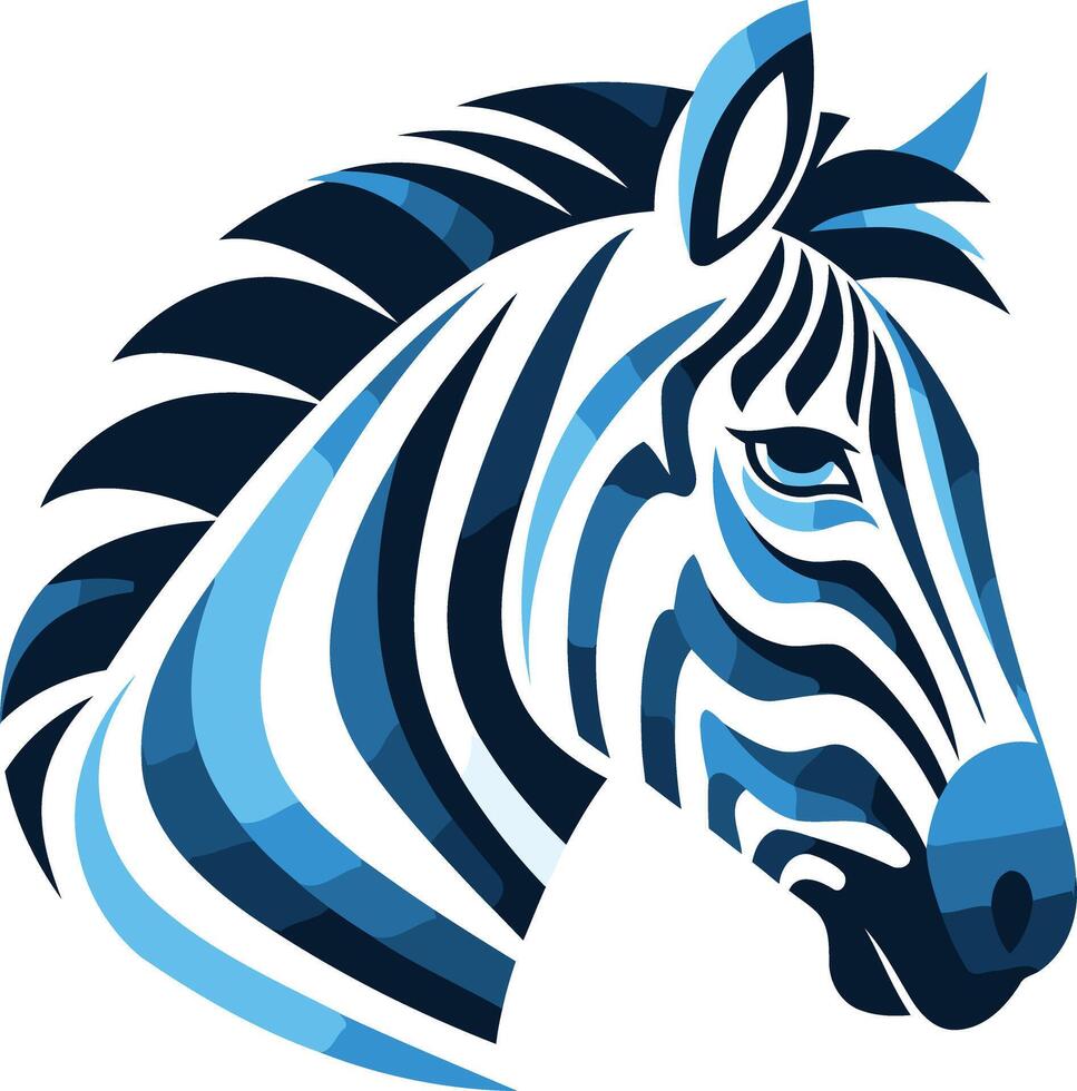 Stylized Zebra Head in Blue and White vector