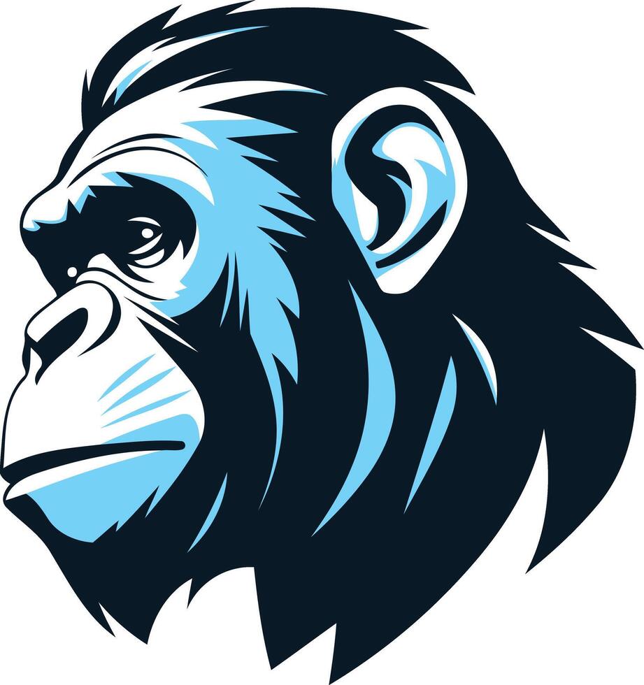 Gorilla Portrait in Blue and Black vector