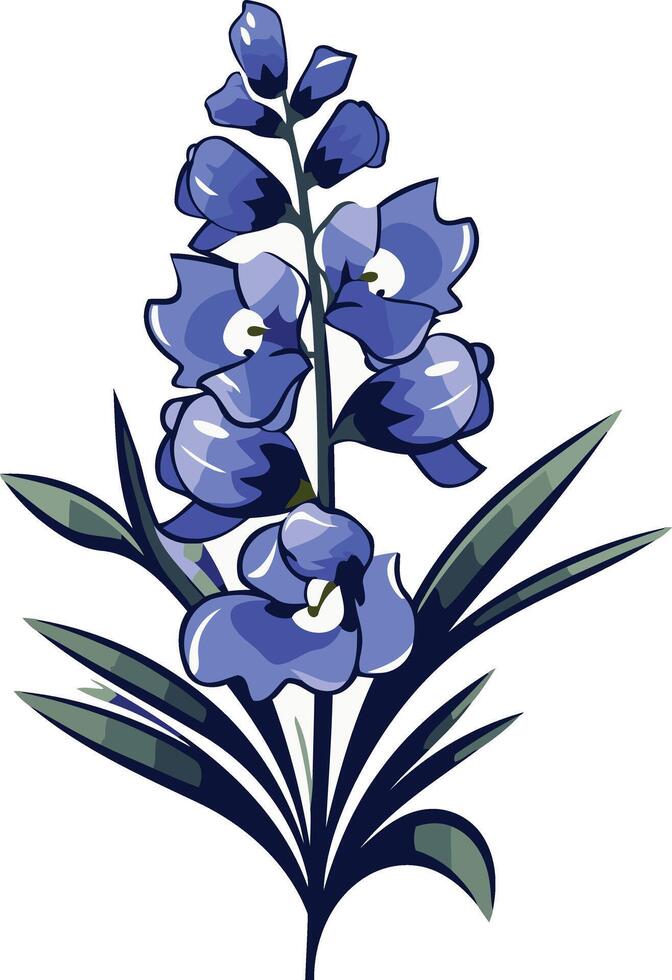 Elegant blue flower illustration, perfect for spring decor, floral designs, and nature themed projects vector