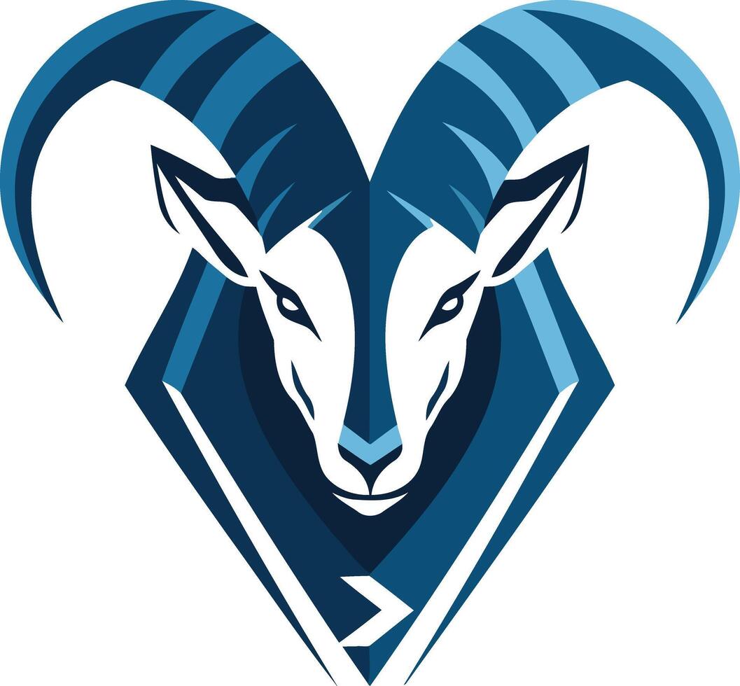 Abstract Illustration of a Goat with Large Horns vector