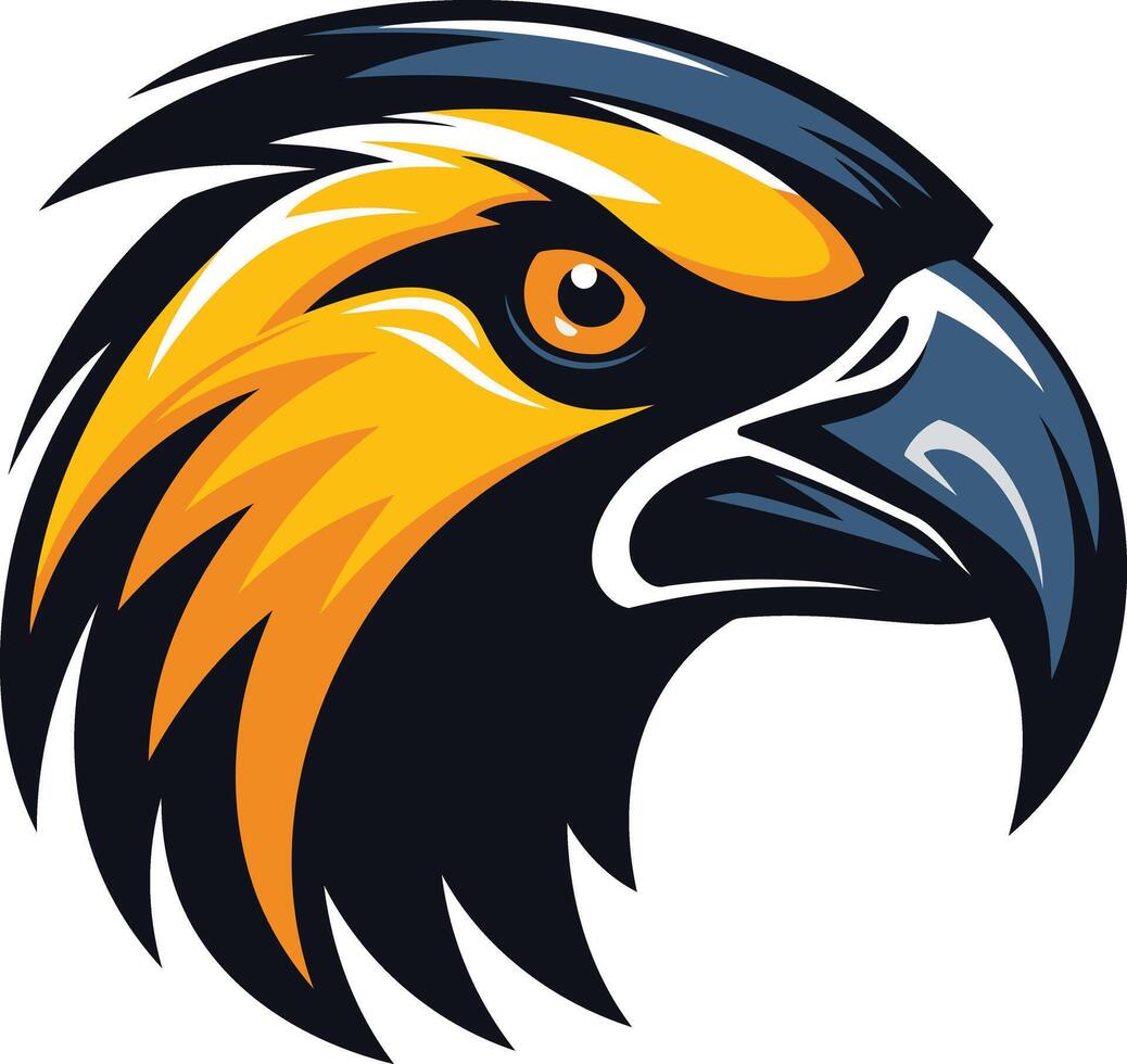 A powerful and fierce hawk mascot logo design featuring a close up of the bird's head vector