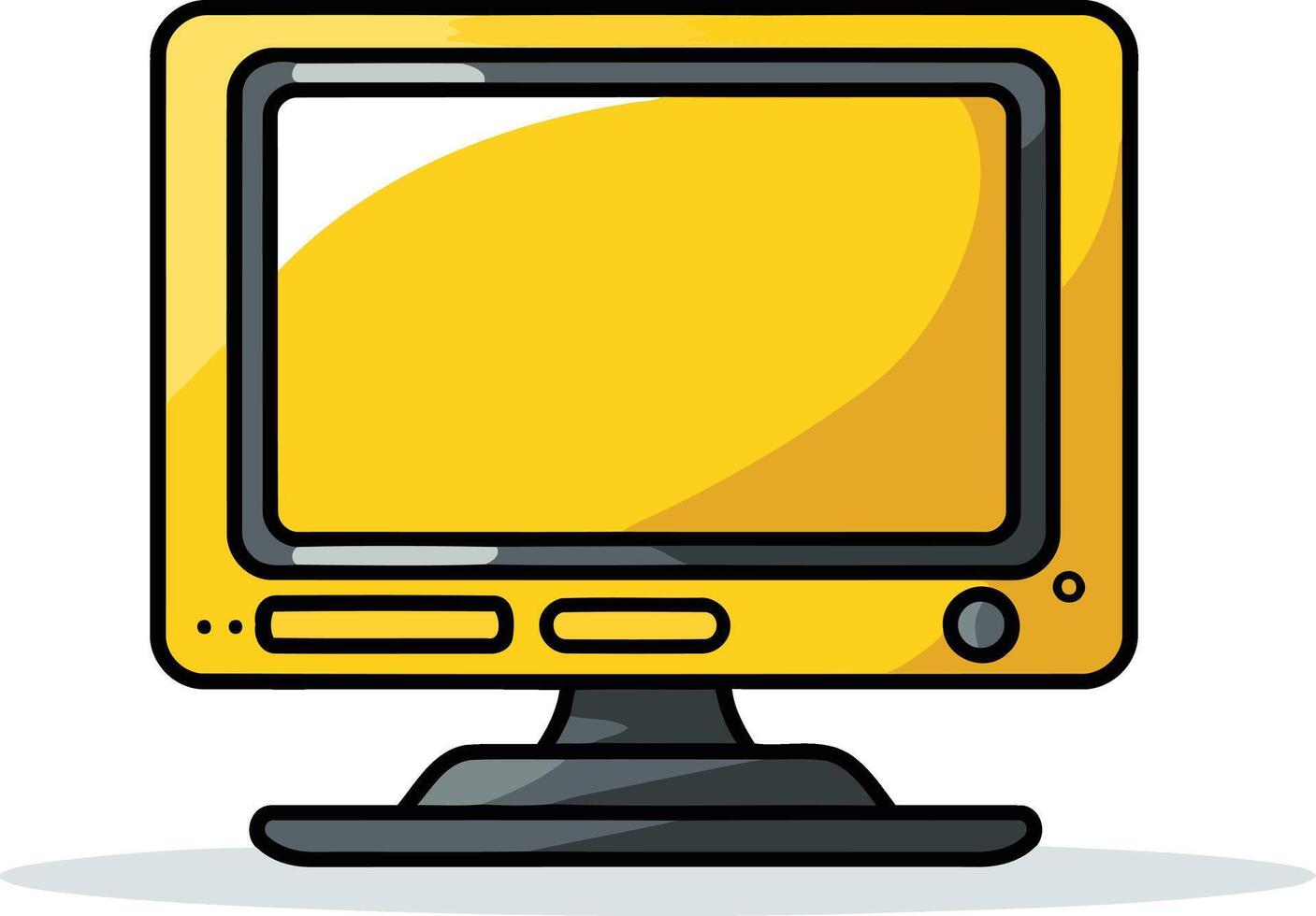 A simple, cartoon style illustration of a yellow computer monitor, perfect for websites, presentations, and social media graphics vector
