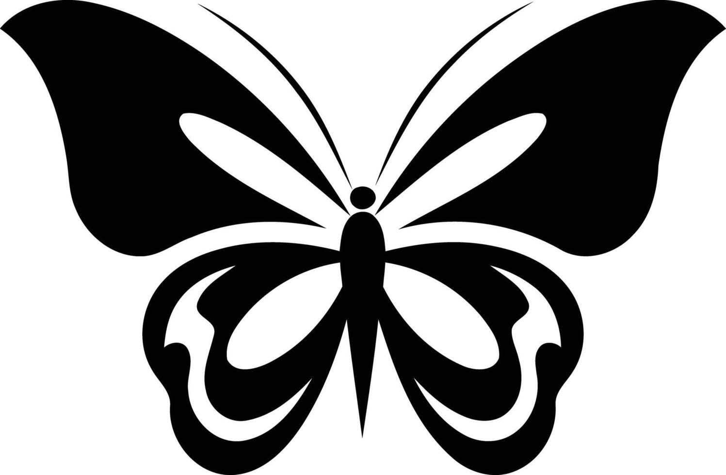 Simple, elegant black and white butterfly silhouette vector