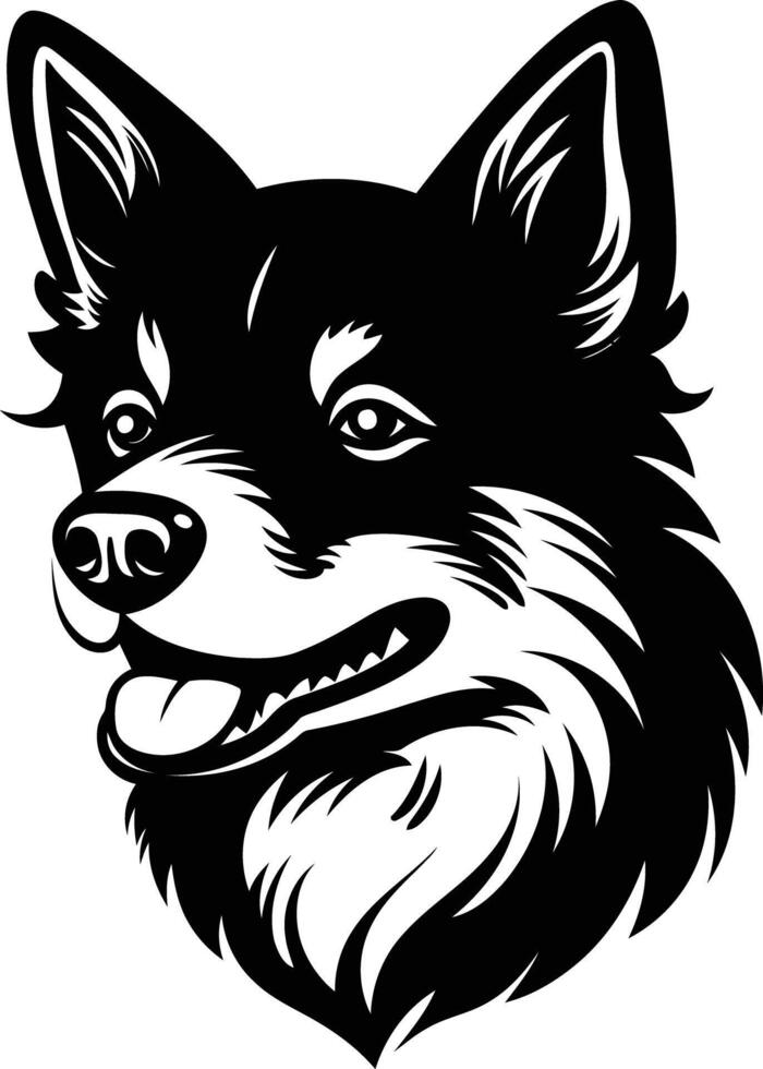 A striking black and white illustration of a dog's head, perfect for logos, branding, or pet related designs vector