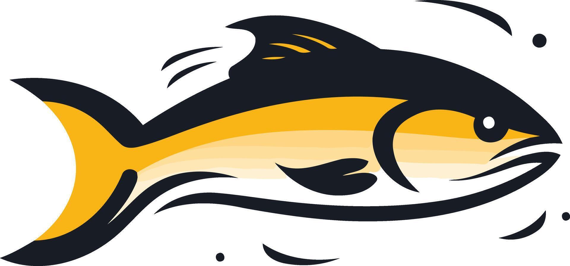 Stylized Illustration of a Yellow and Black Fish vector