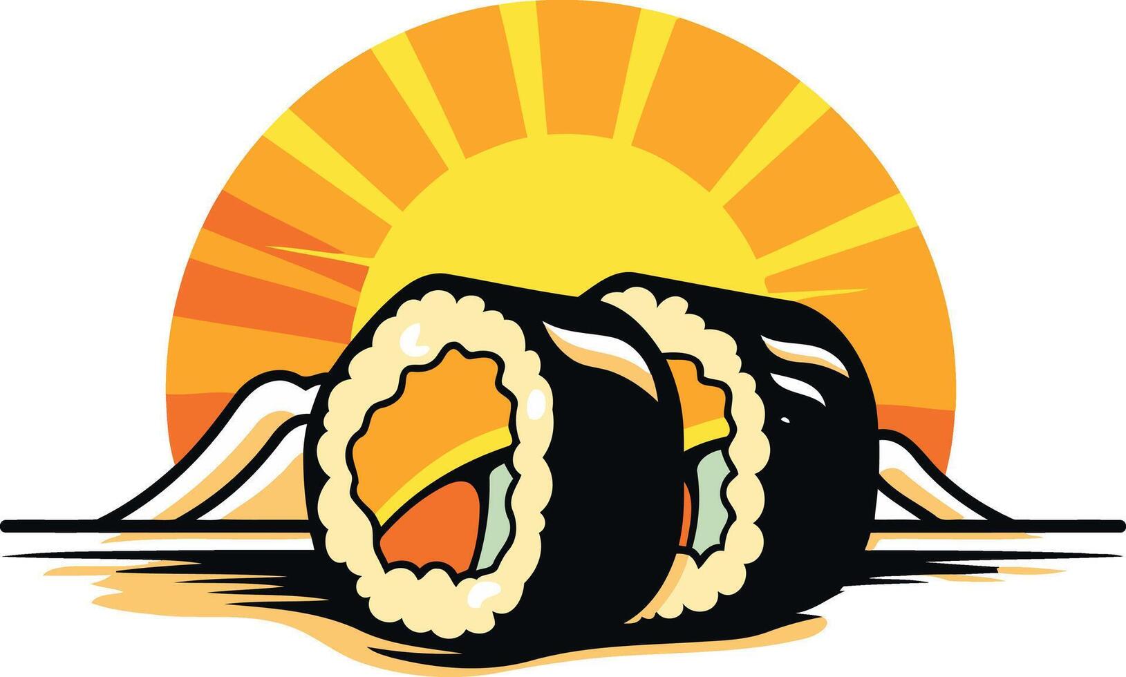 Sushi Rolls at Sunset vector