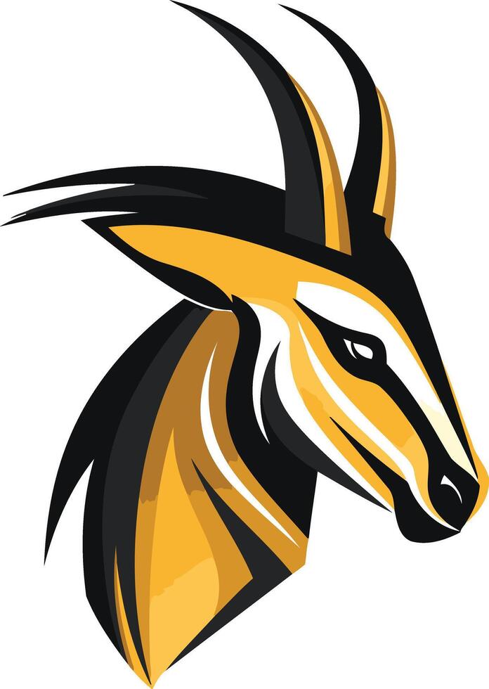 Black and Gold Antelope Mascot Head vector
