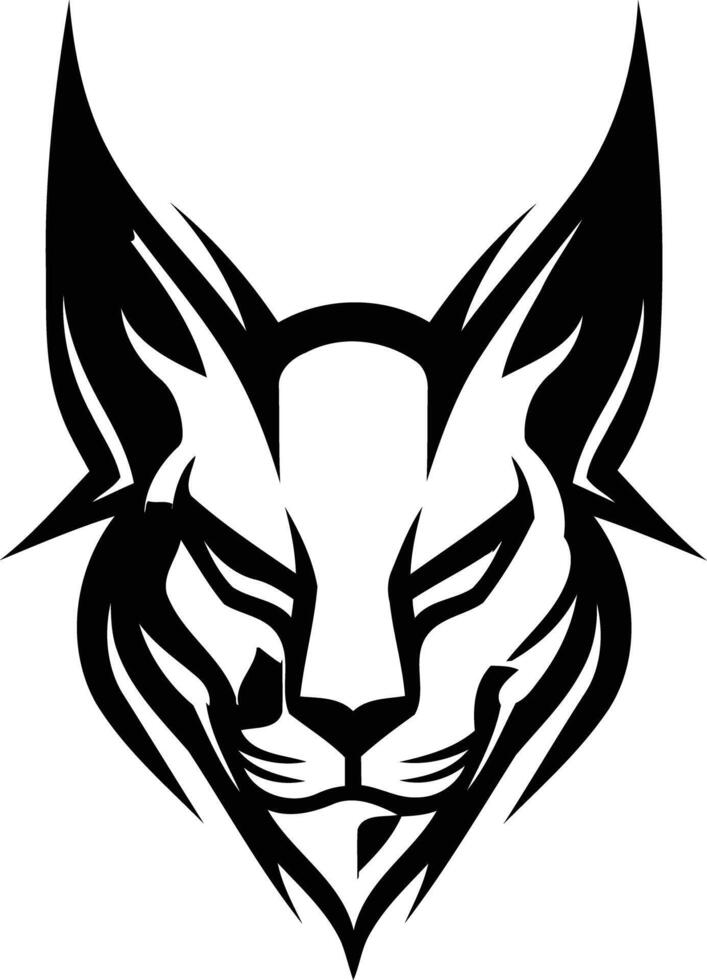 Powerful black and white logo design of a stylized feline head vector