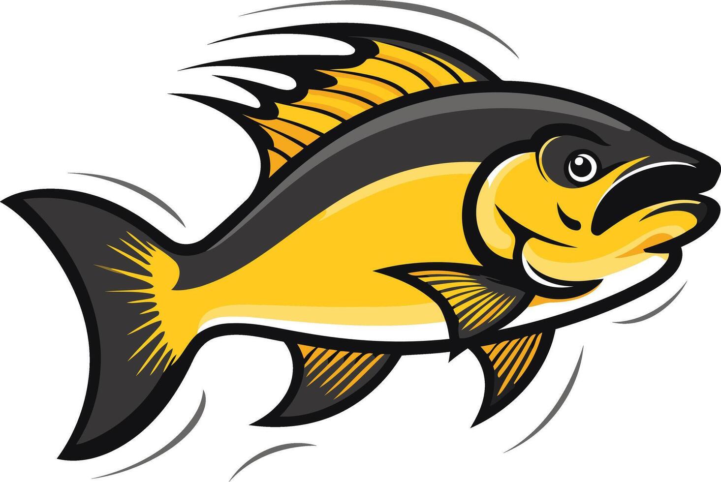 Cartoon Illustration of a Yellow and Black Fish vector