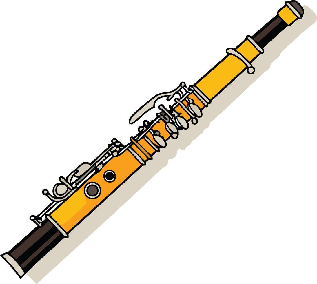 A yellow clarinet isolated on a white background vector