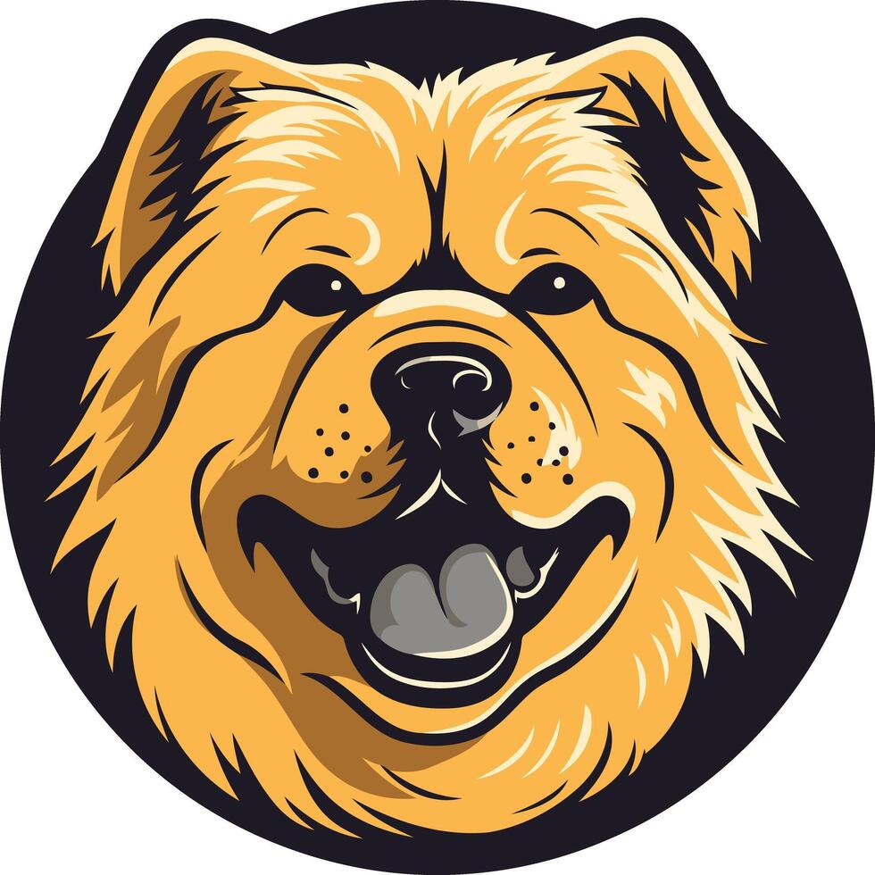 A friendly, cartoon style chow chow dog with a big, toothy grin vector