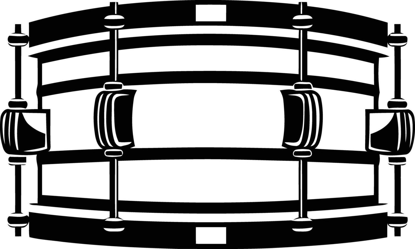 Black and white illustration of a snare drum, perfect for music related projects, branding, or website designs vector