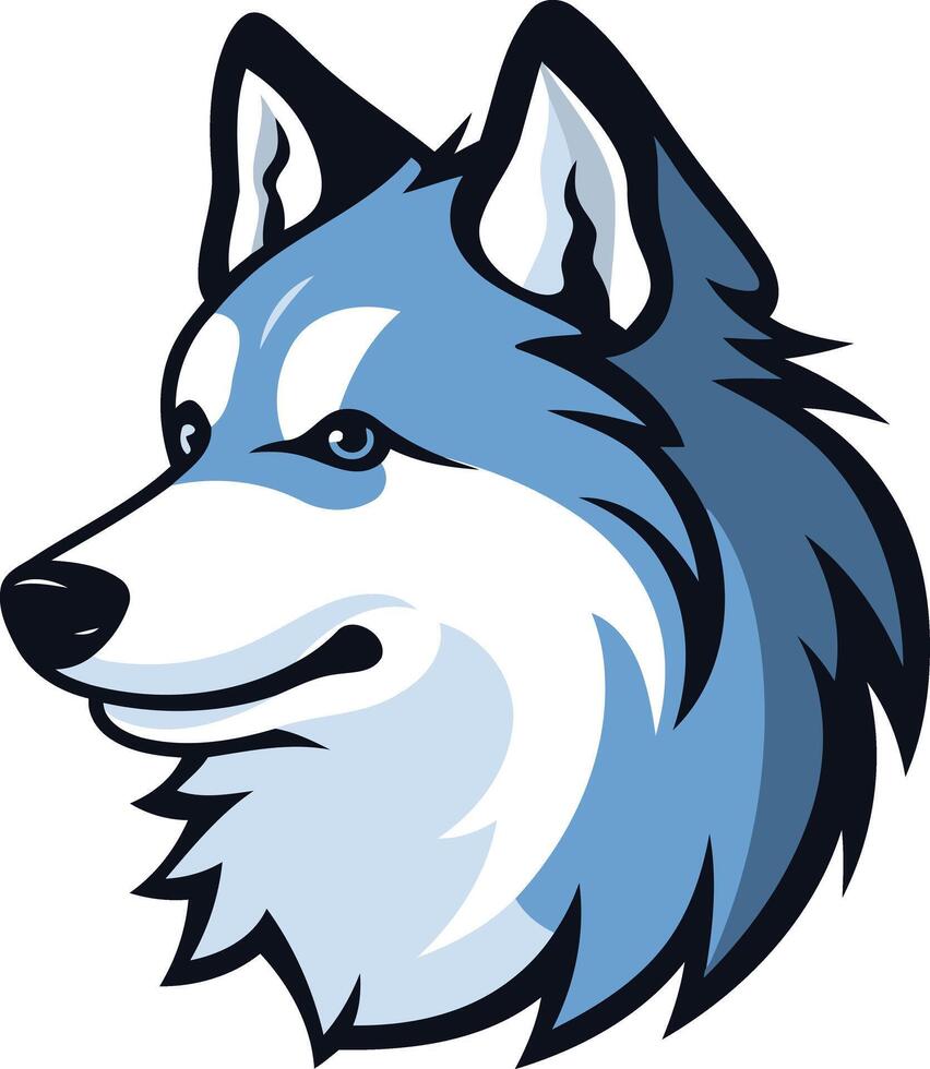 Blue and White Husky Mascot Illustration vector