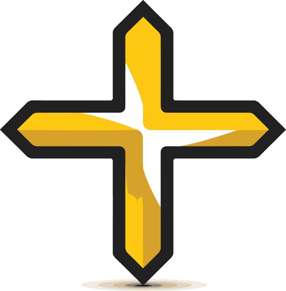 Golden Cross with Black Outline vector