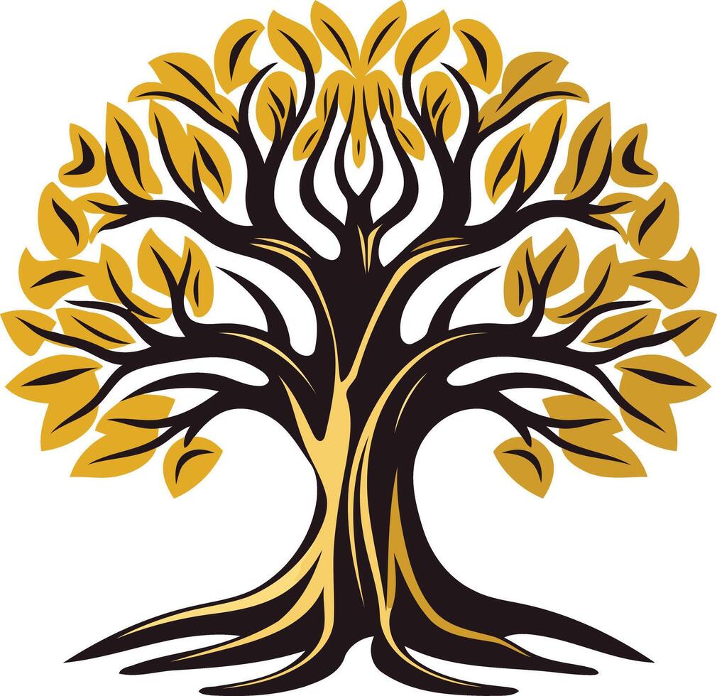A stylized tree with a strong trunk and spreading branches, perfect for representing growth, strength, or family vector