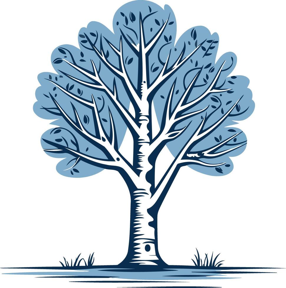 Stylized Tree Illustration in Blue Hues vector