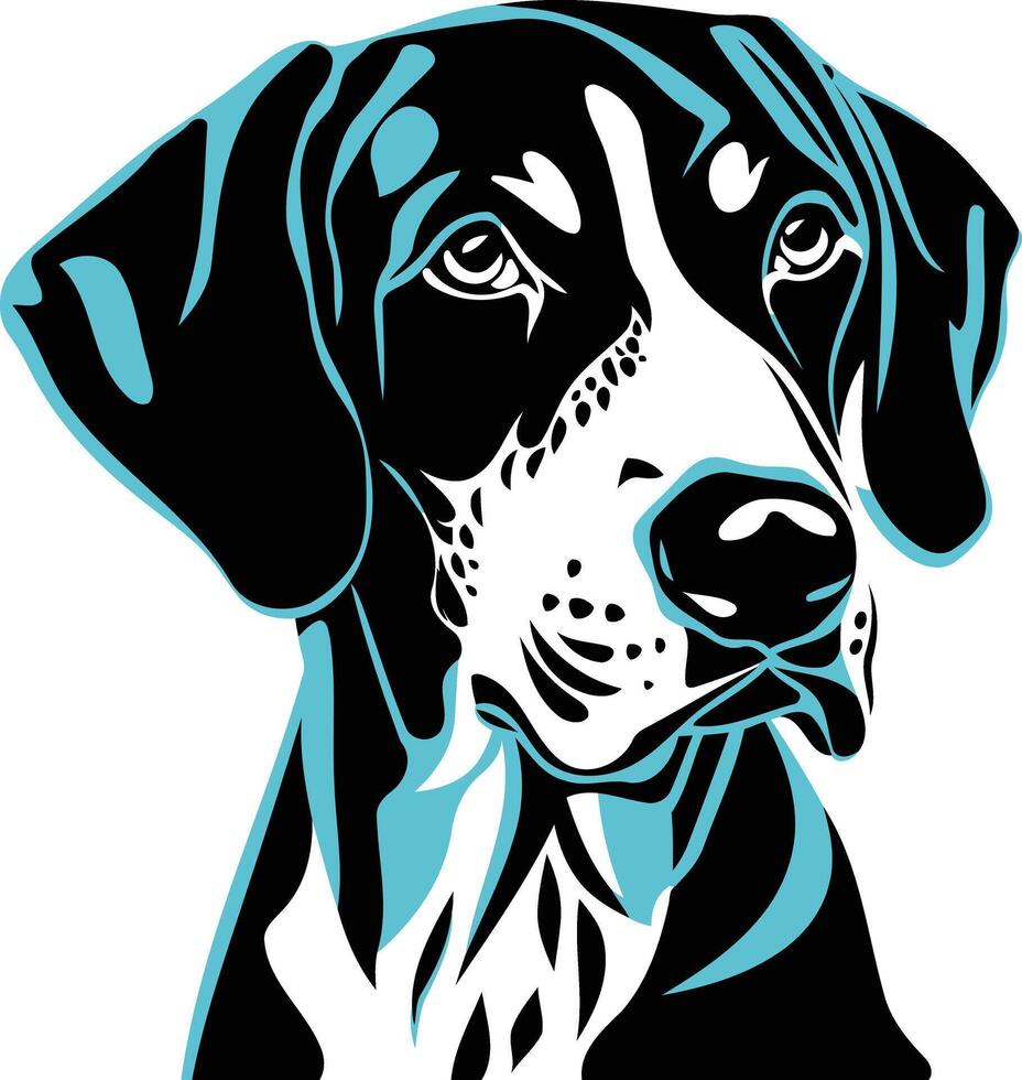 Stylish black and white illustration of a dog's head, perfect for pet related designs, logos, and branding vector