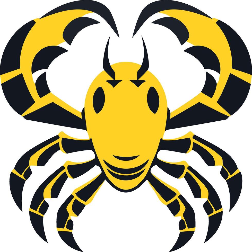 Yellow and Black Cartoon Crab vector