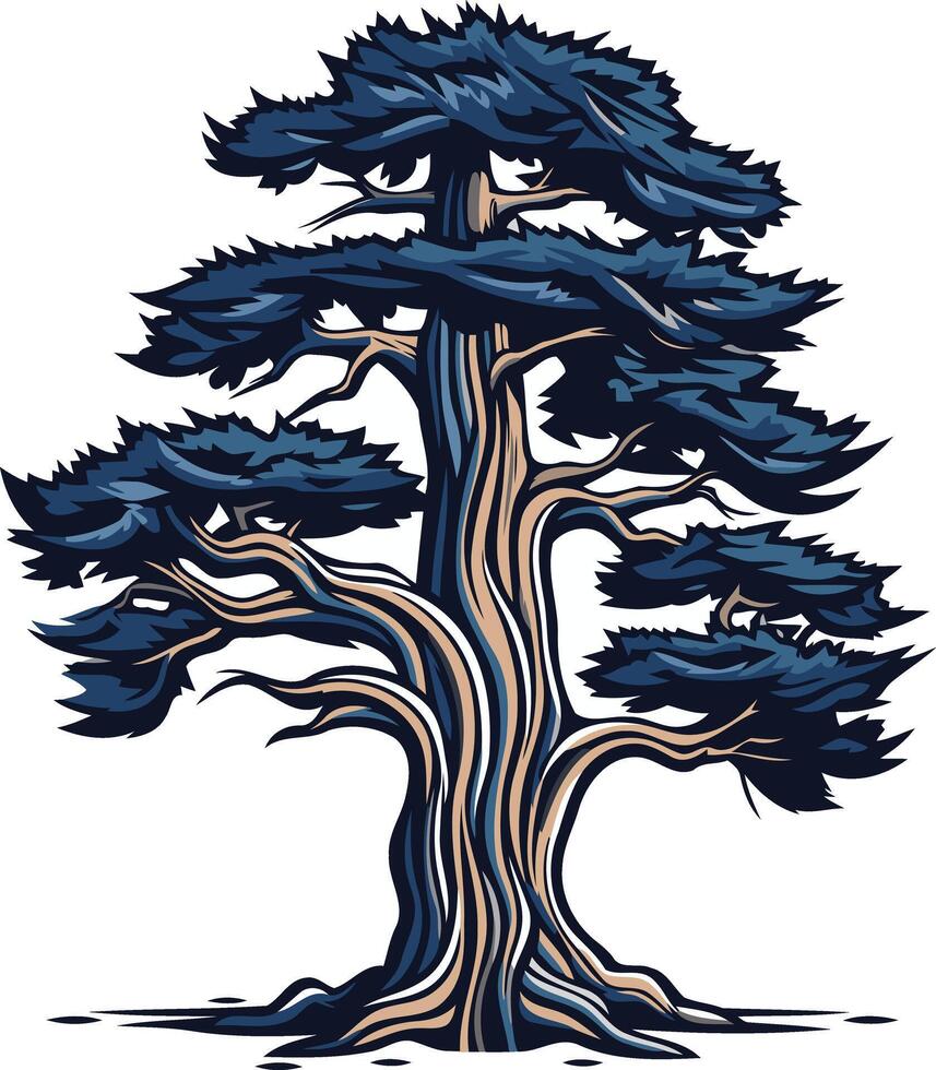 Detailed Illustration of a Twisted Tree vector
