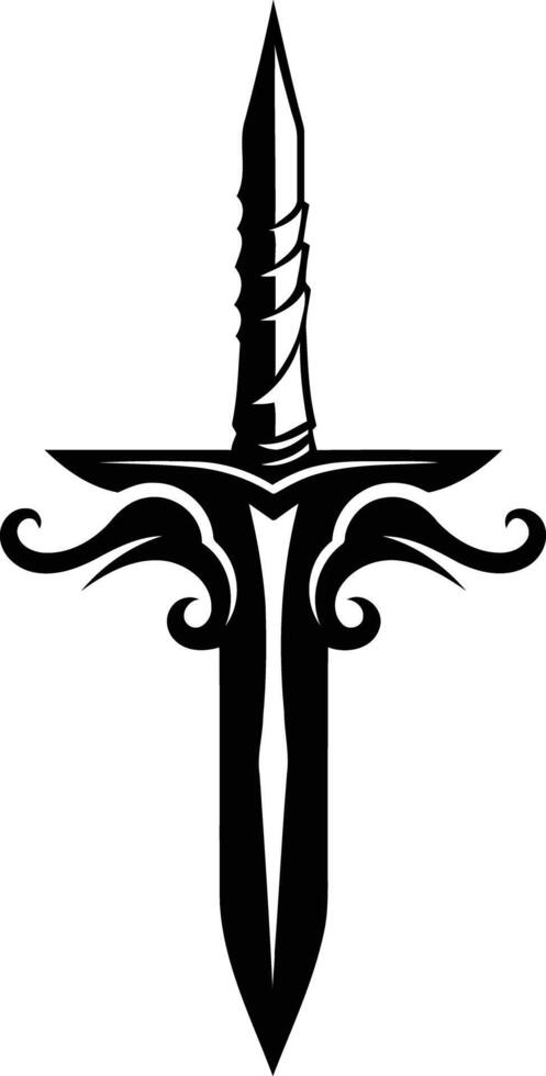 A bold and stylized dagger with intricate, tribal inspired designs vector