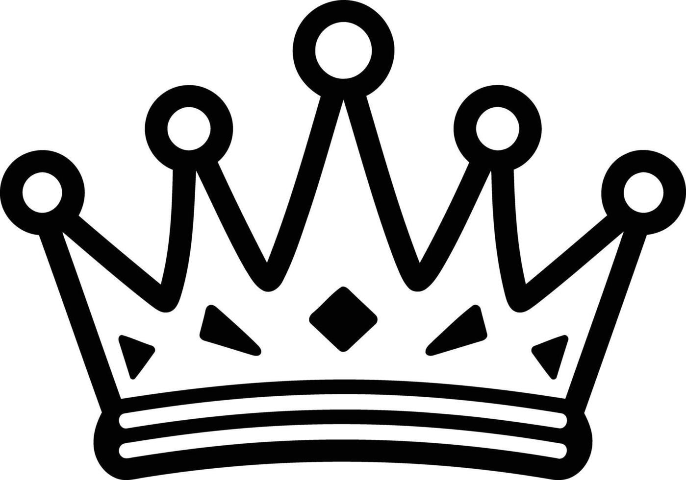 Simple black and white line art illustration of a classic crown, perfect for royalty, power, or success concepts vector