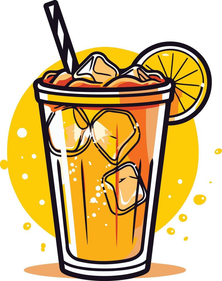 Refreshing Summer Drink with Ice and Lemon vector