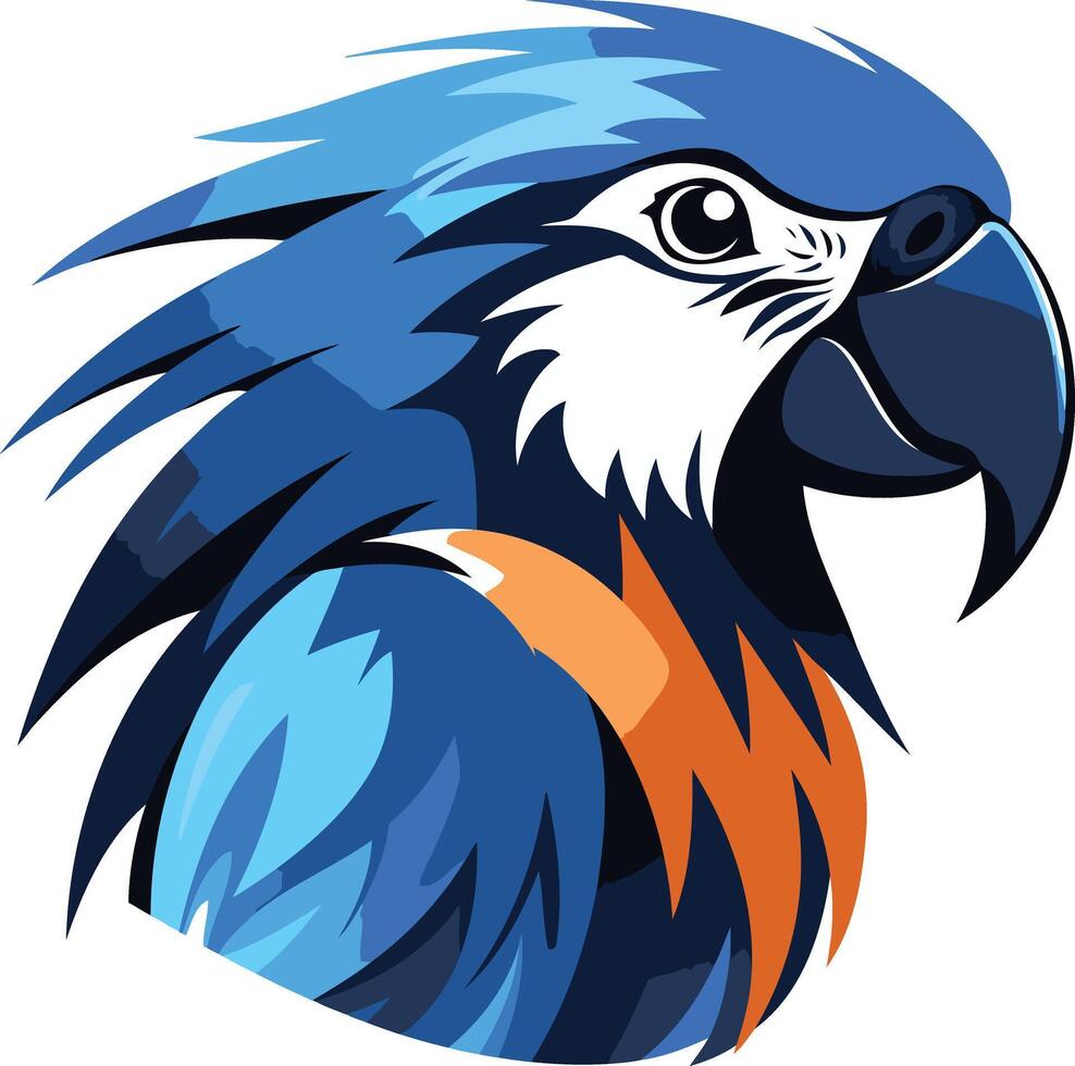 Blue and Orange Parrot Profile Illustration vector