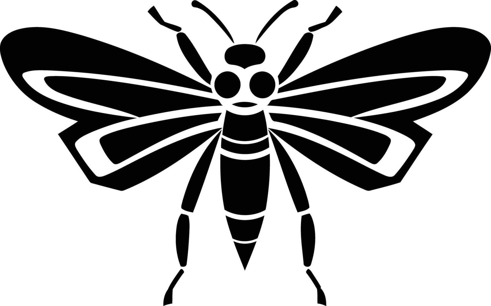 A simple, stylized black and white silhouette of a moth vector