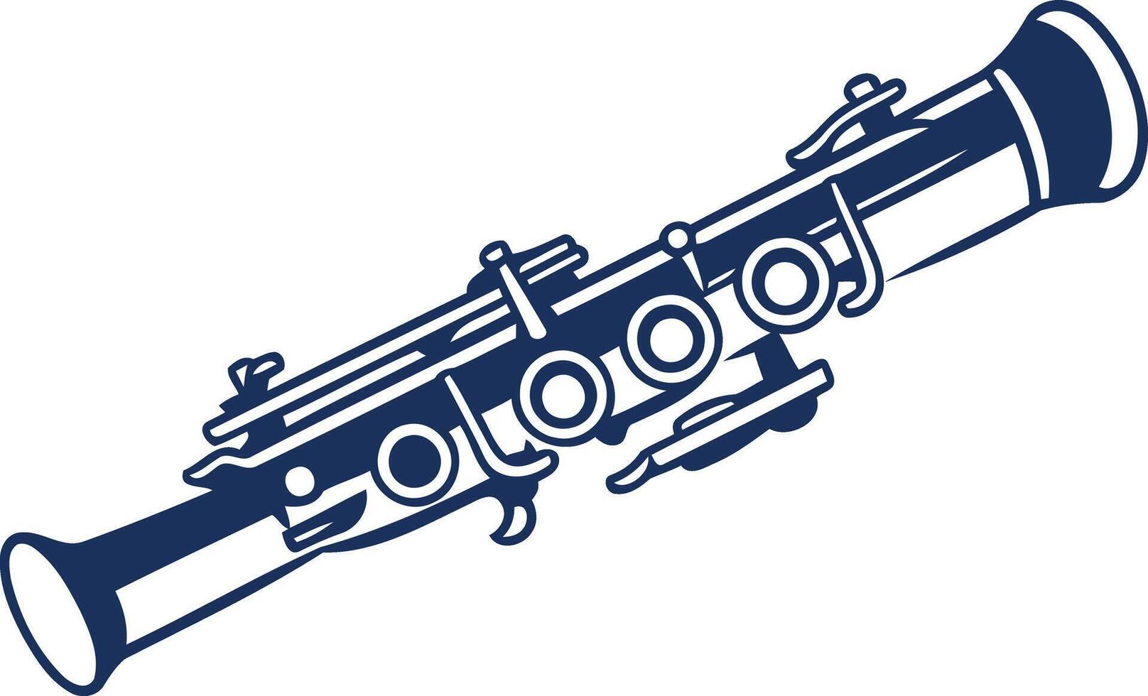 A simple, elegant silhouette of a clarinet in blue, perfect for music related designs vector