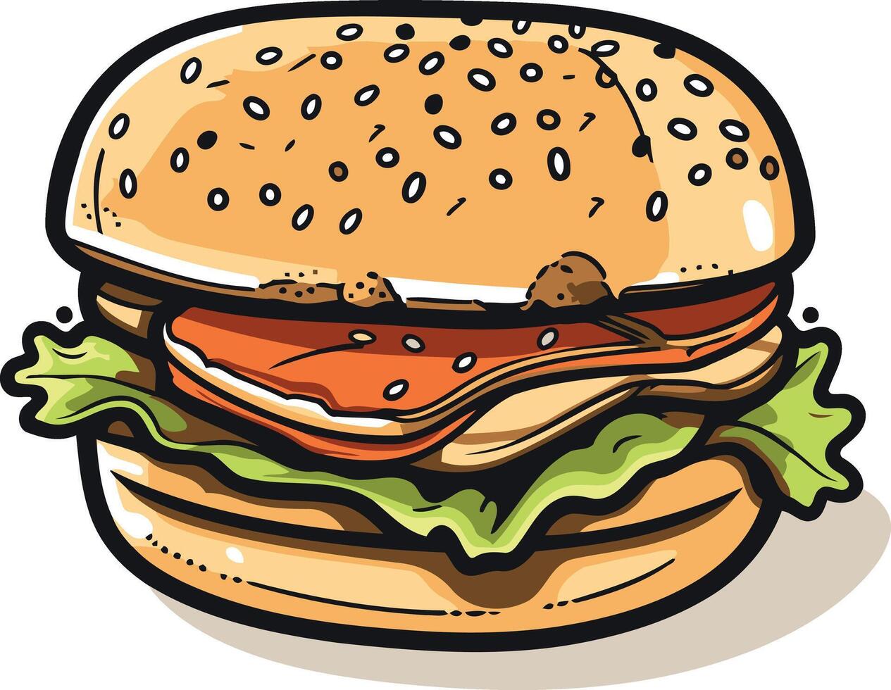 Cartoon Illustration of a Delicious Hamburger vector