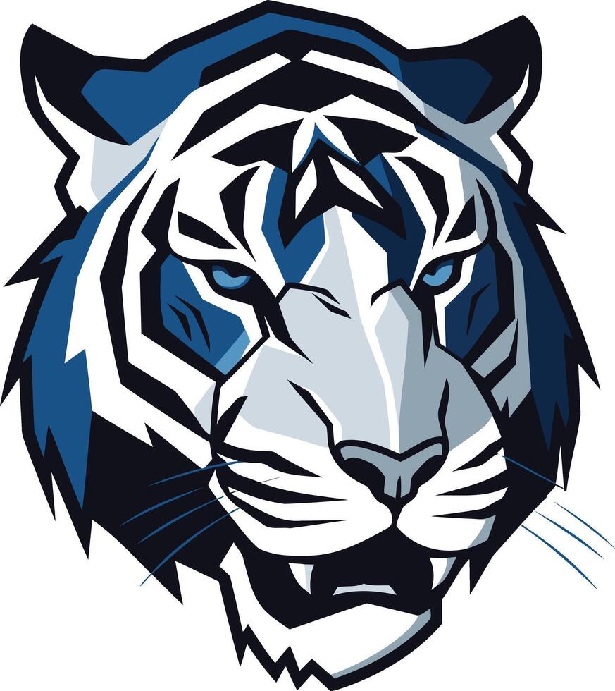 Blue and White Tiger Head Mascot vector