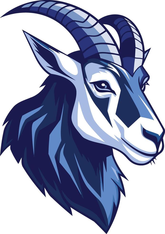 Blue and White Illustrated Mountain Goat vector