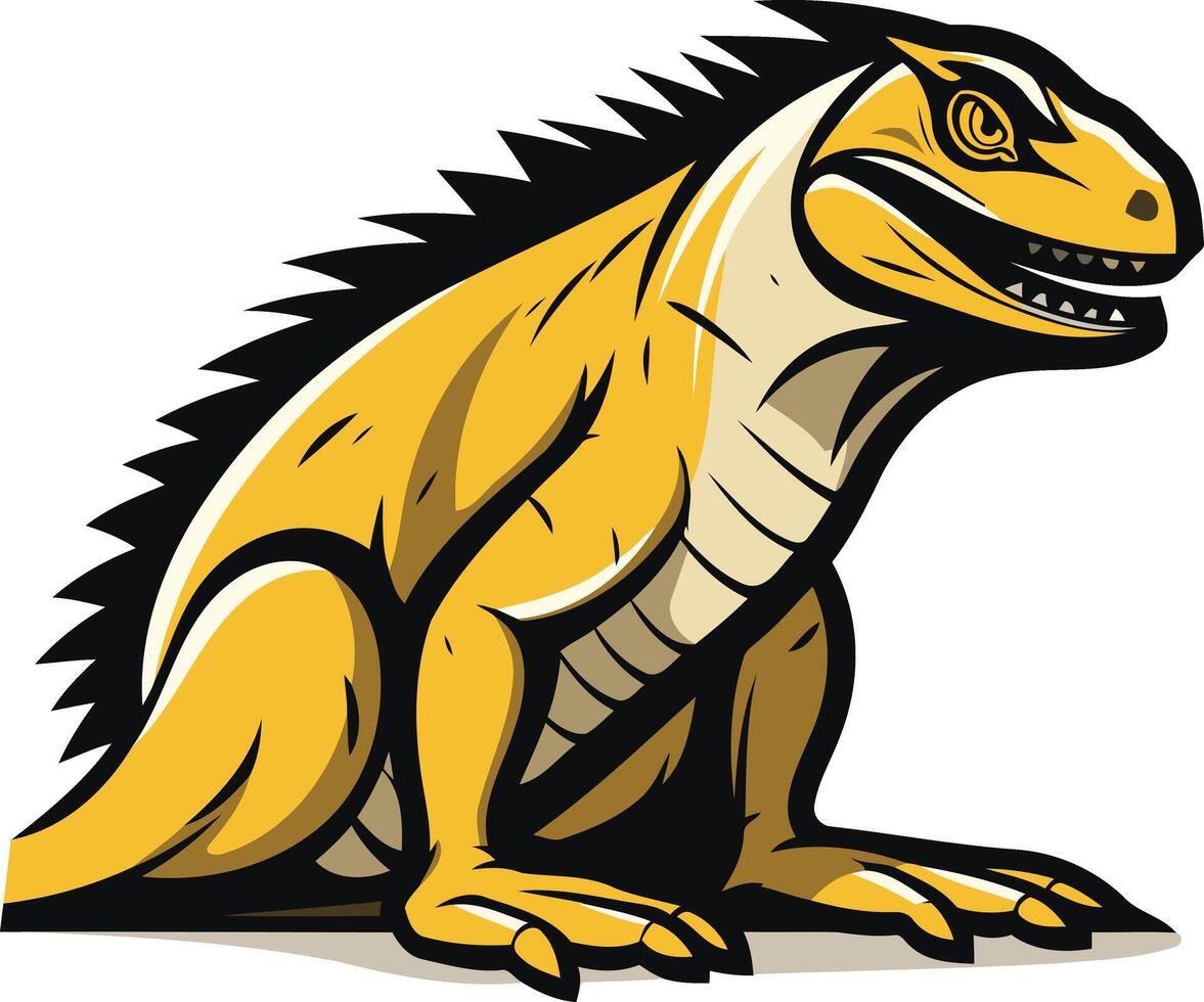 Yellow Lizard with Spikes Cartoon Illustration vector
