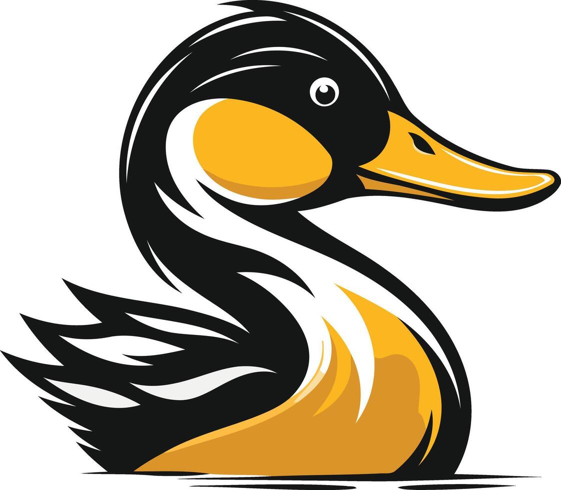 Black and Yellow Duck Illustration vector