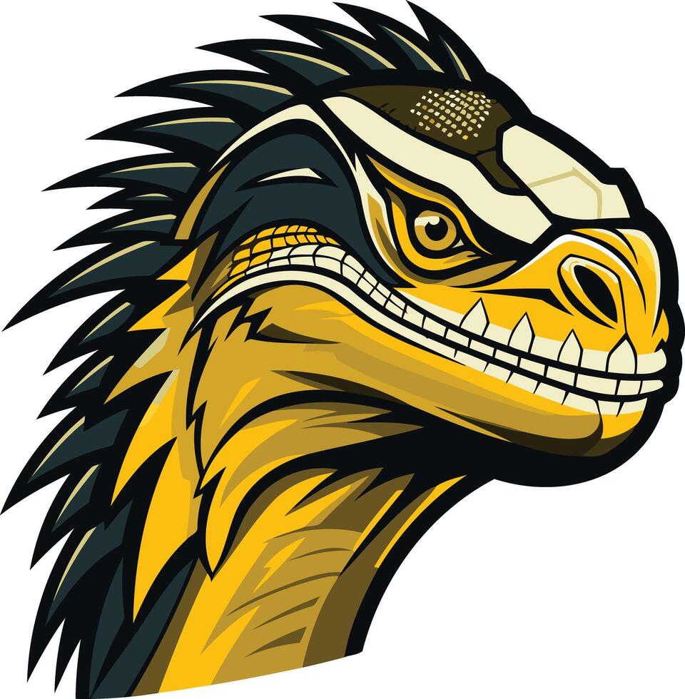 Fierce Yellow Dinosaur Mascot Head vector