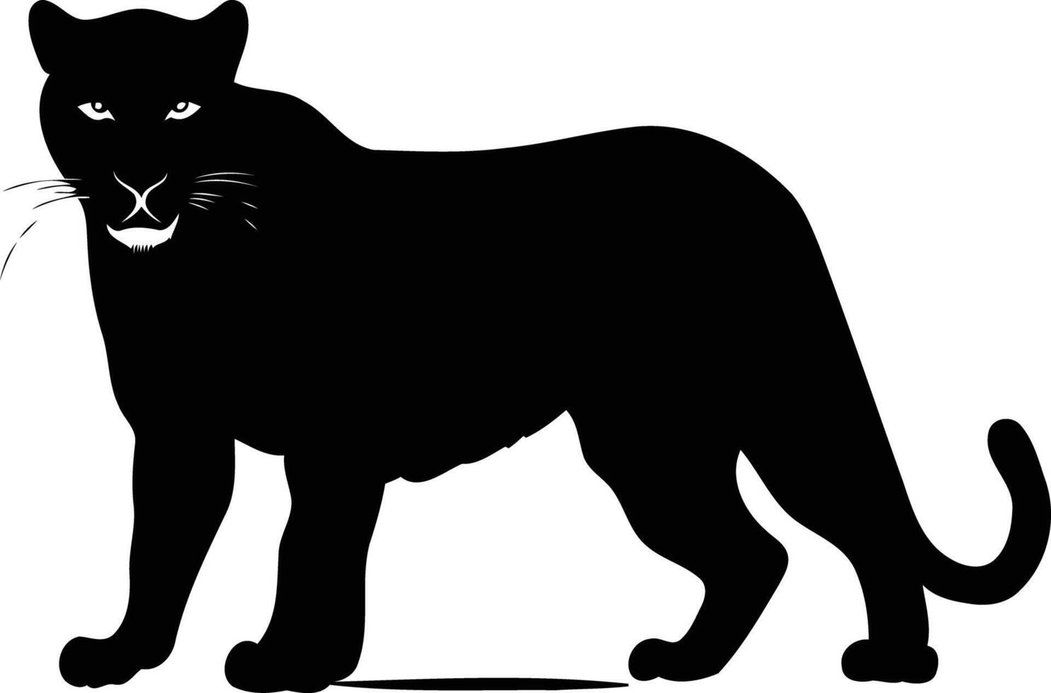 A sleek black panther silhouette, standing with its head held high, showcasing a powerful presence vector