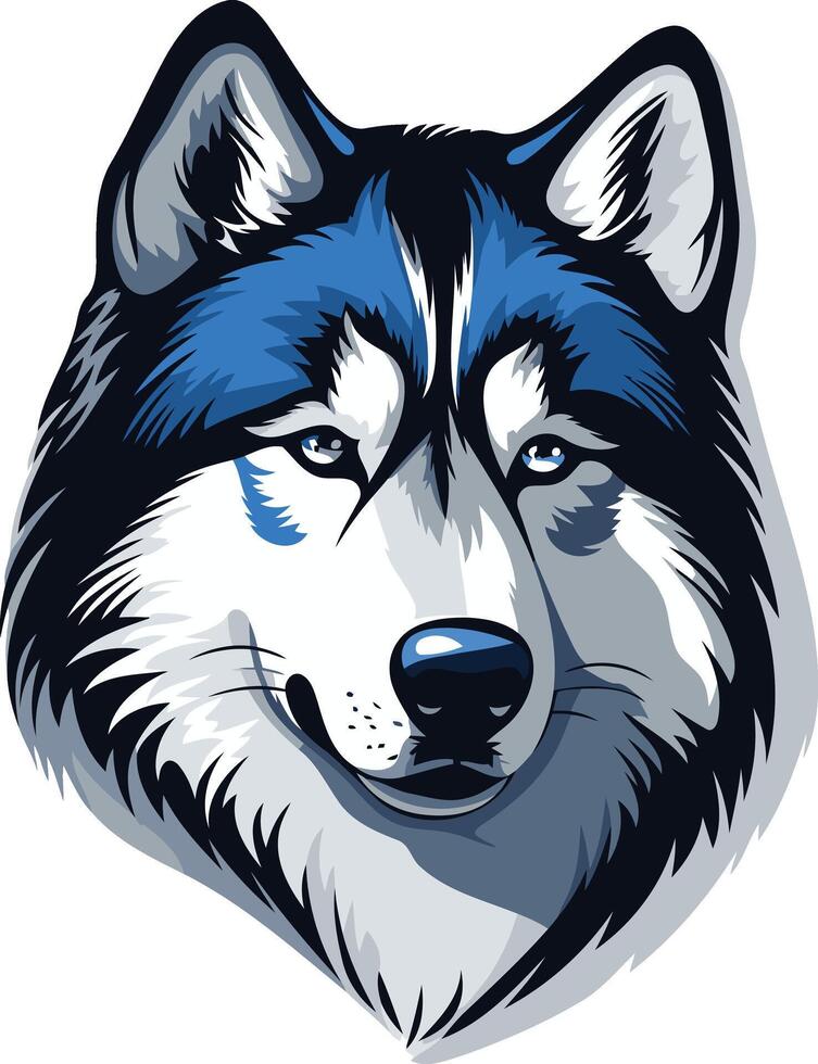 Bold and striking illustration of a wolf's face, perfect for branding, logos, and merchandise vector