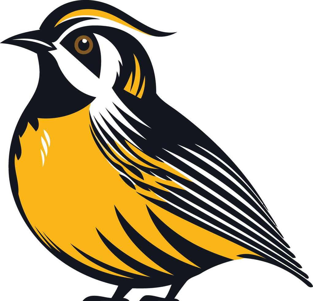 Yellow and Black Bird with a Crest vector