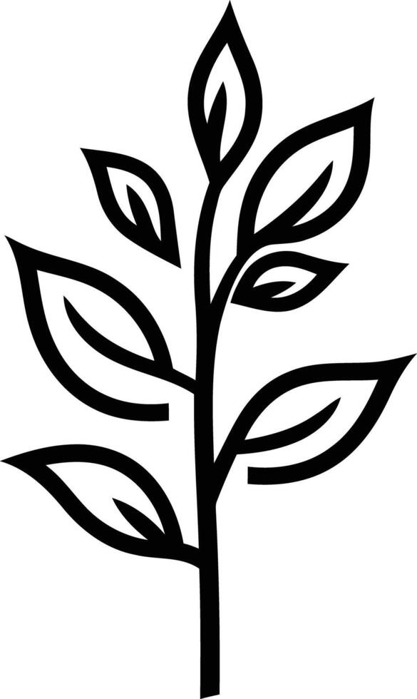 Simple yet elegant black and white illustration of a stylized branch with leaves vector