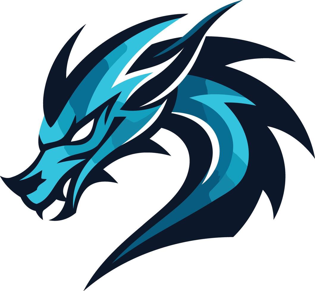 Blue Dragon Logo with Sharp Design vector