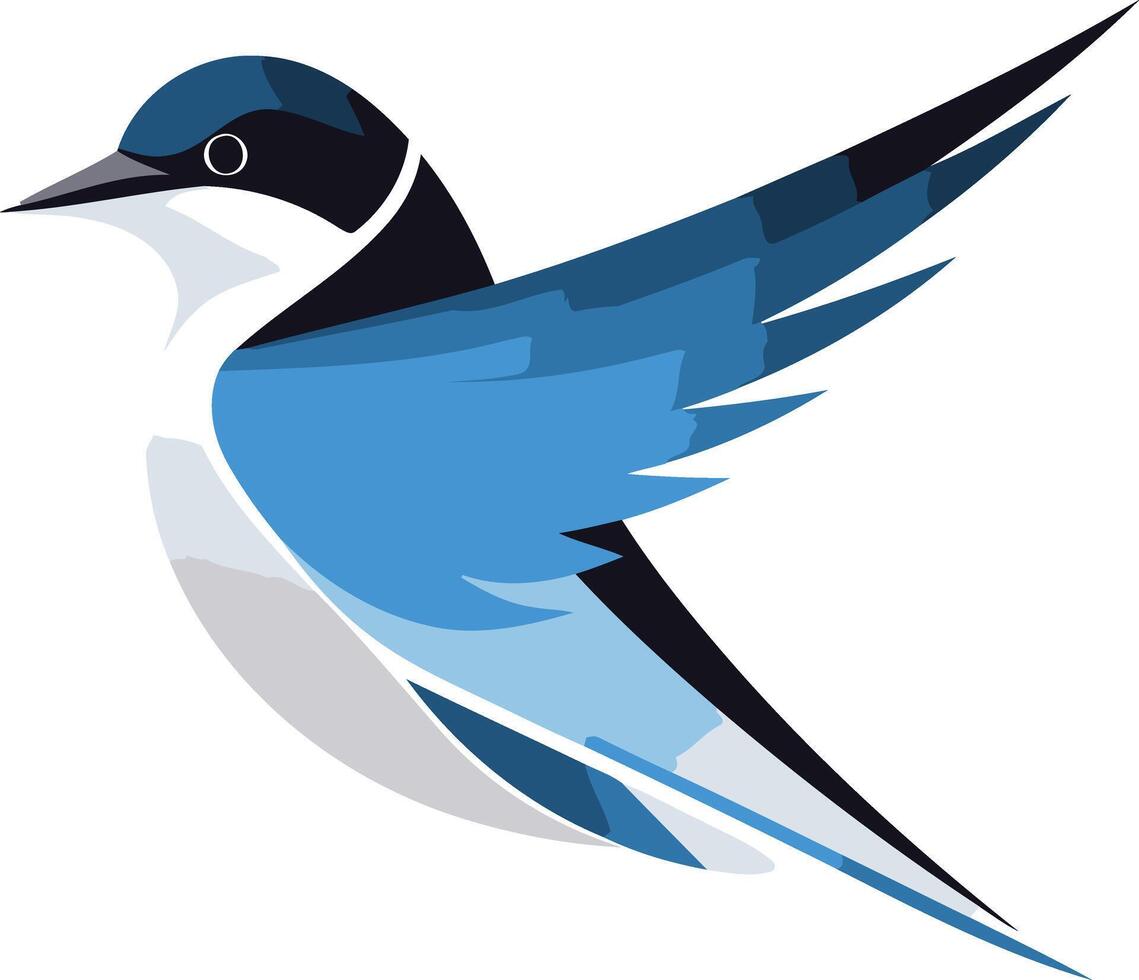 Stylized Blue Bird in Flight vector