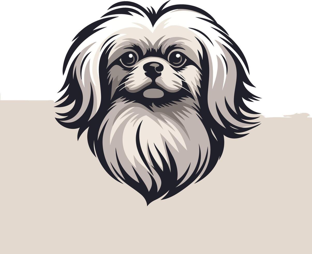 A charming illustration of a pekingese dog, with a cute and friendly expression vector