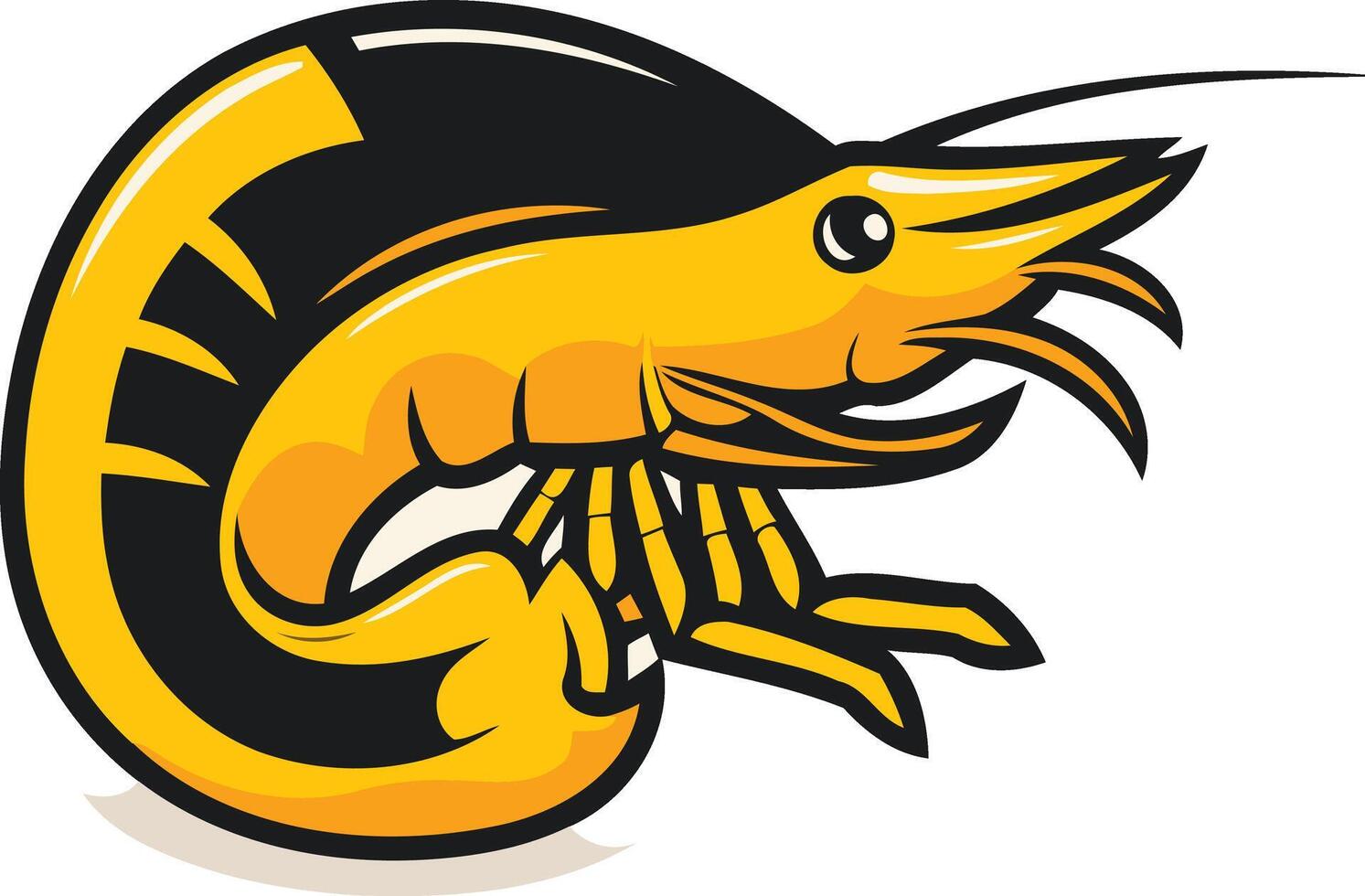 A cartoon shrimp in yellow and black vector