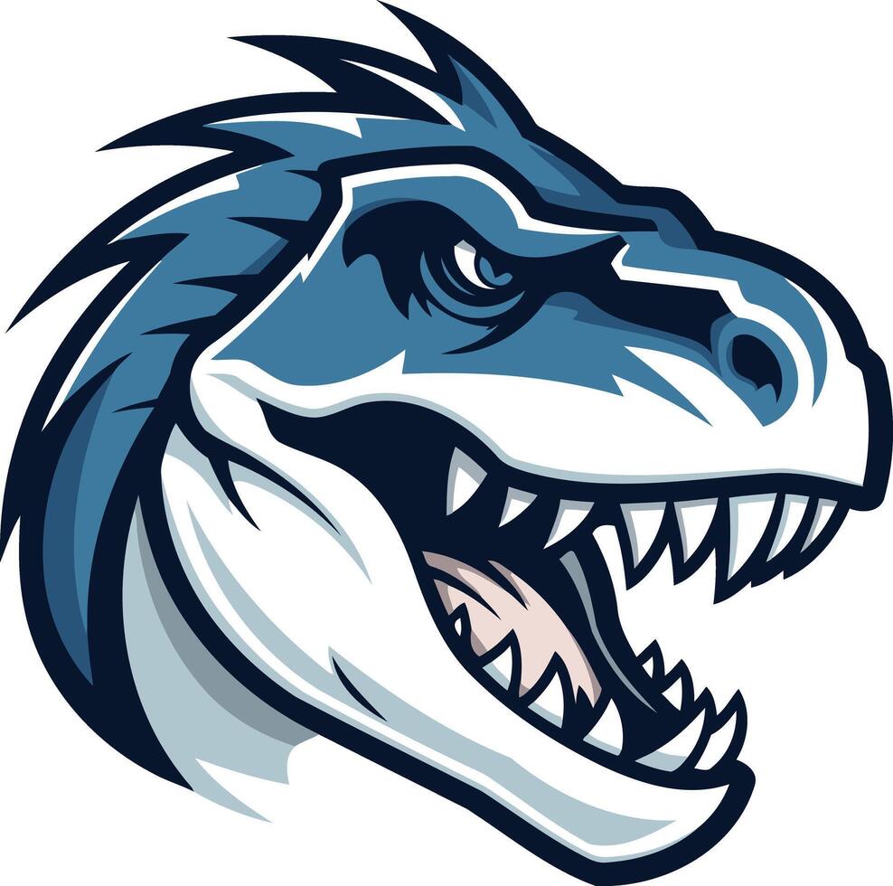 Blue and White Dinosaur Mascot Head vector